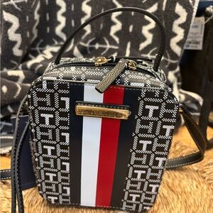 New Tommy Hilfiger Black, White & Red Mini Crossbody Bag